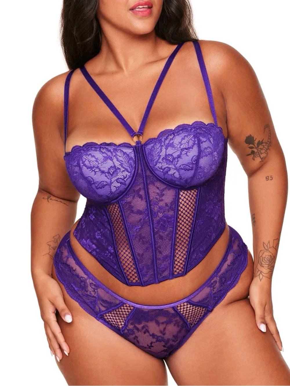Adore Me Dominika Purple Lace Bustier NWT